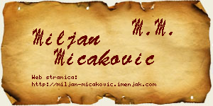 Miljan Micaković vizit kartica